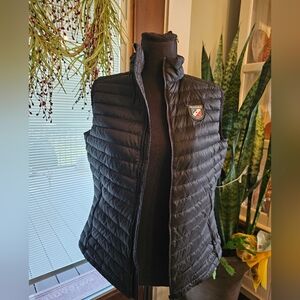 NWT Chamonix Goose Down Black Quilted Vest with Logo